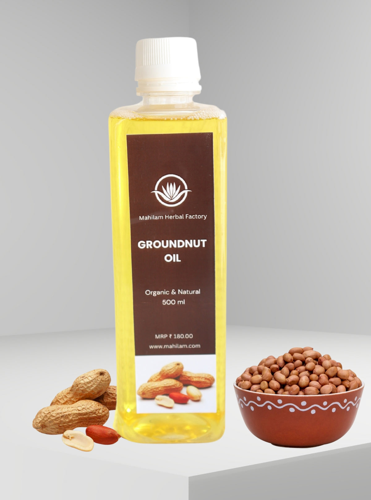 Mahilam Pure Groundnut Oil 500ml – 100% Natural Cold-Pressed Oil for Skin, Hair & Cooking