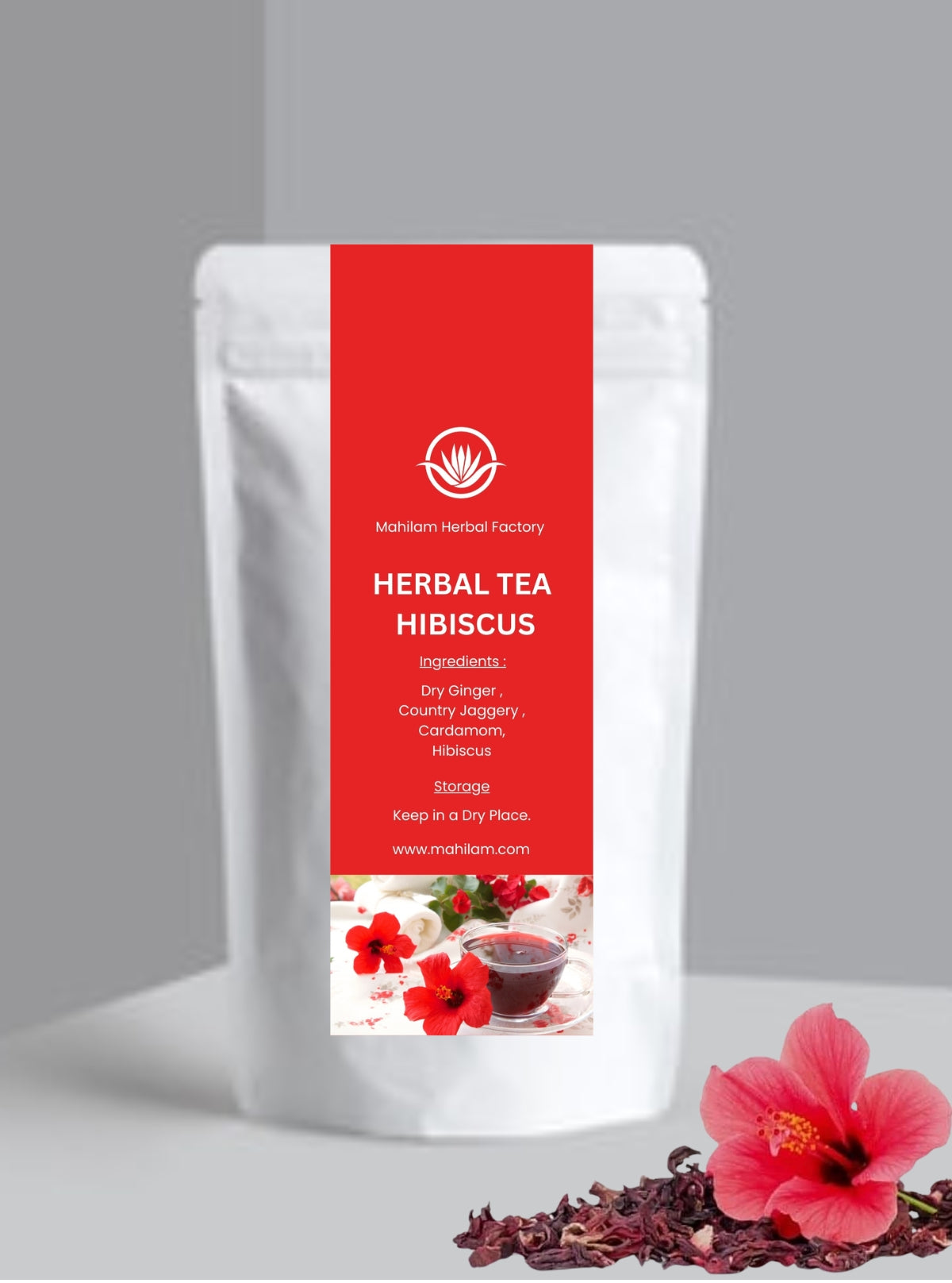 Mahilam Herbal Hibiscus Tea 50g – Natural Antioxidant-Rich Herbal Tea for Wellness & Skin