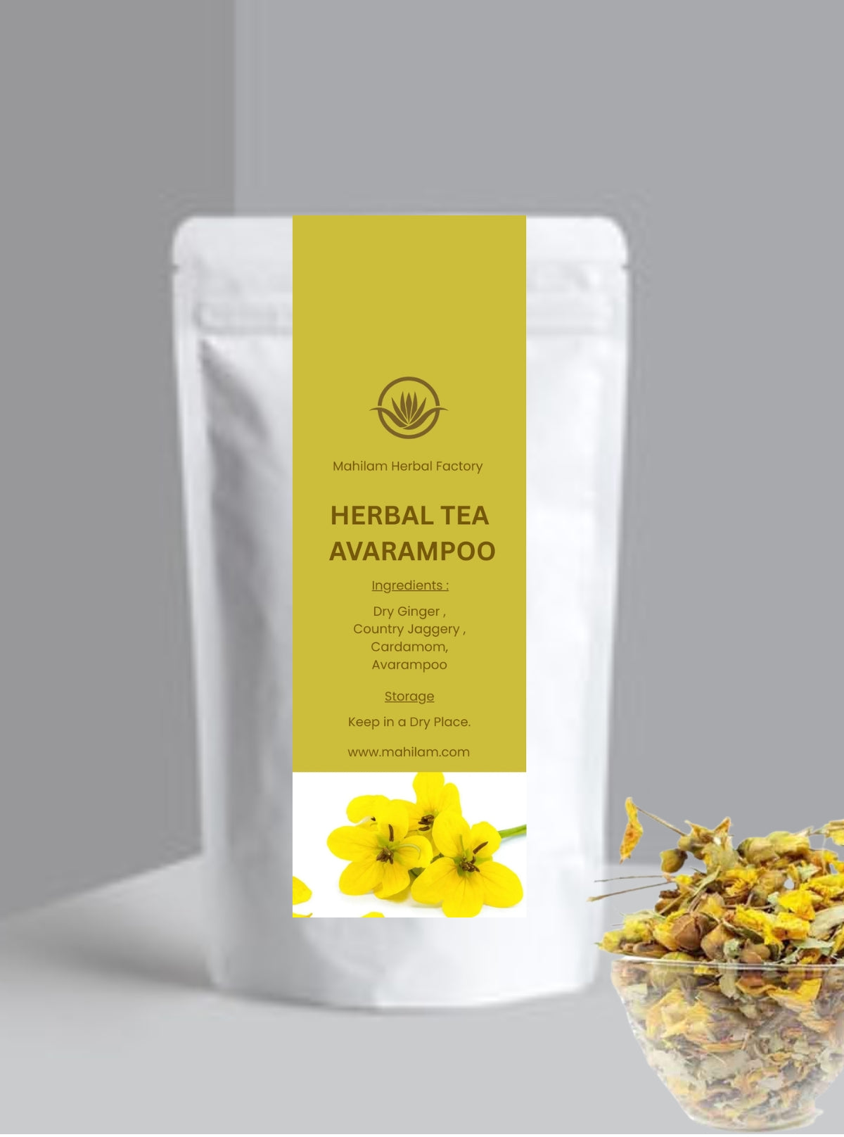 Mahilam Herbal Avarampoo Tea 50g – Natural Ayurvedic Herbal Tea for Wellness & Skin Care
